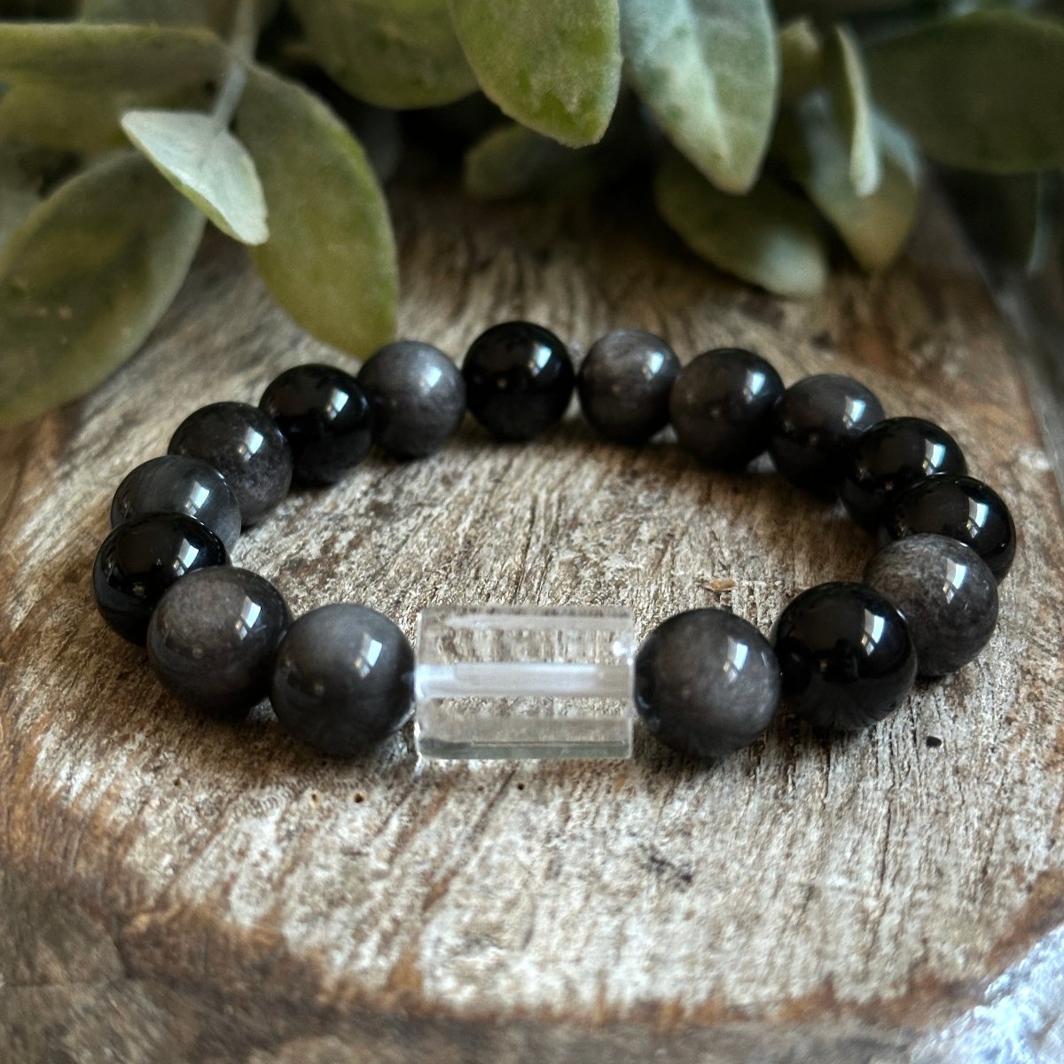 LIght And Shadow Obsidian Quartz Bracelet