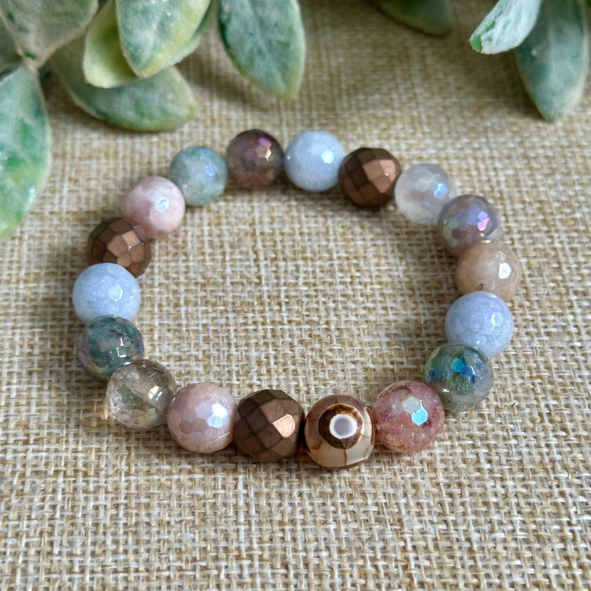 success and prosperity crystal bracelet hematite rutilated quartz sunstone