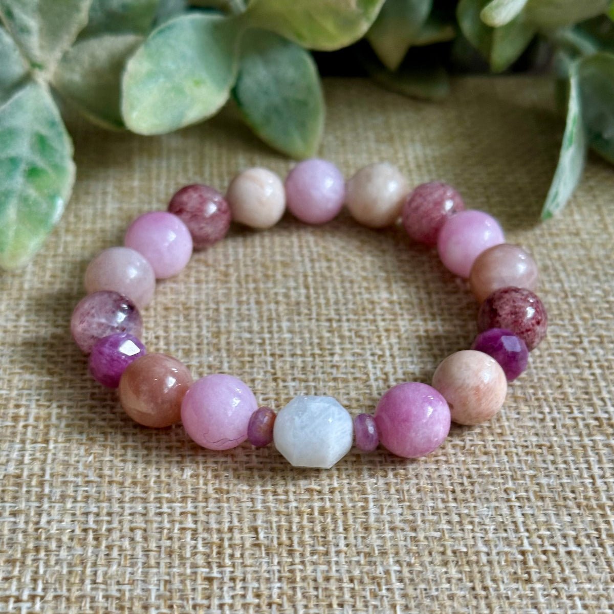 self worth love bracelet with ruby accents
relationship crystal bracelet manifest love energy