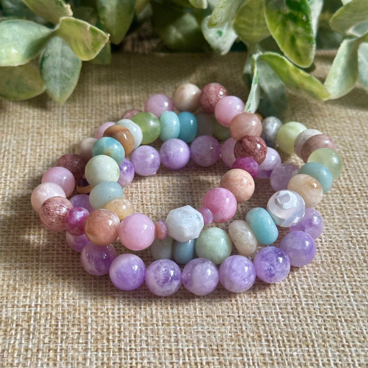 Manifesting Love Trio Bracelets Stacking. Love Crystals