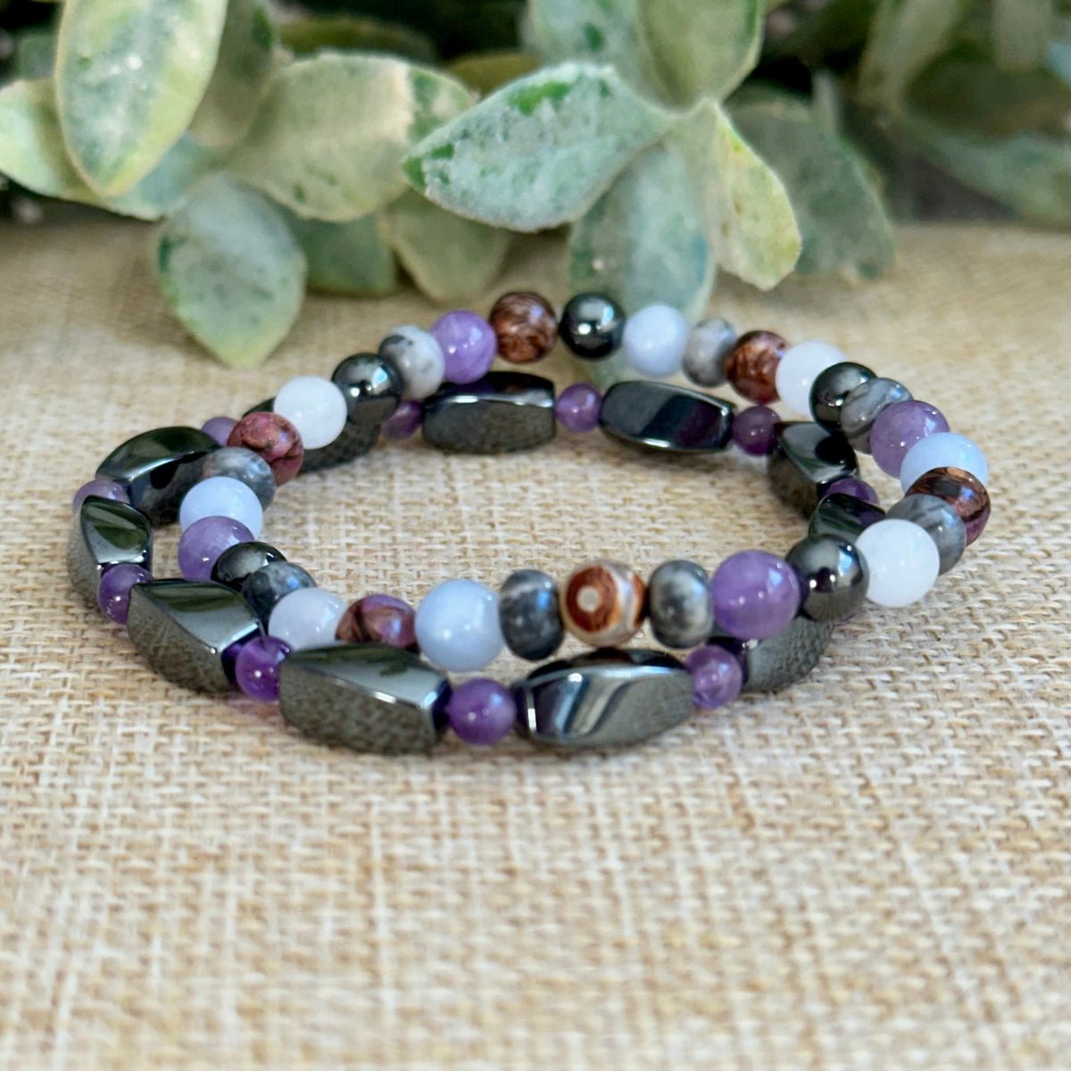 calming crystal bracelet for headaches, natural migraine support crystal jewelry