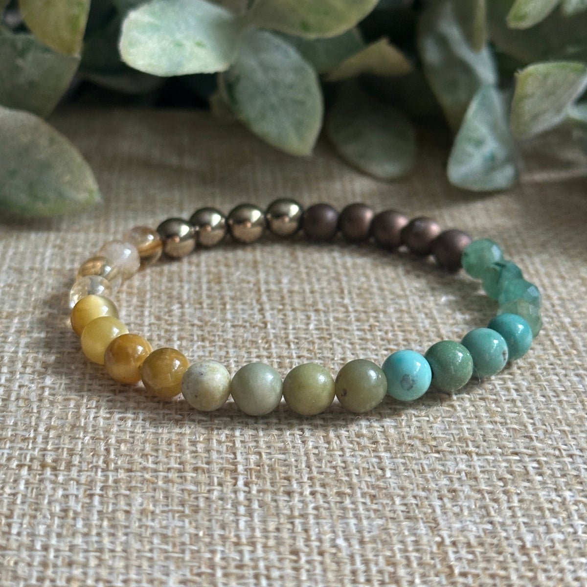 Money Maker Mini 6mm Prosperity Bracelet with Citrine, Peridot, and Aventurine