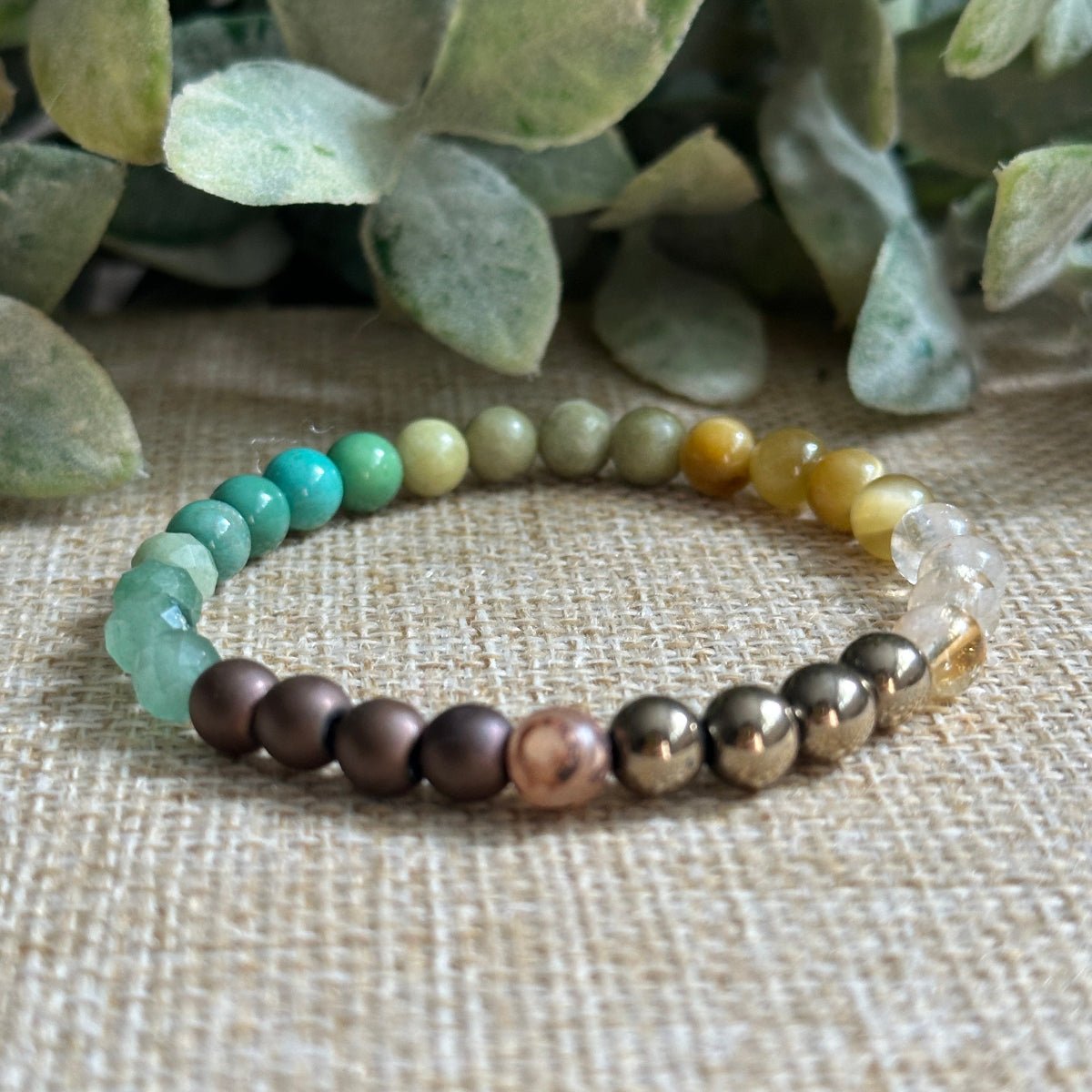 Unisex Prosperity Bracelet with Tiger’s Eye, Hematite, and Citrine Stones