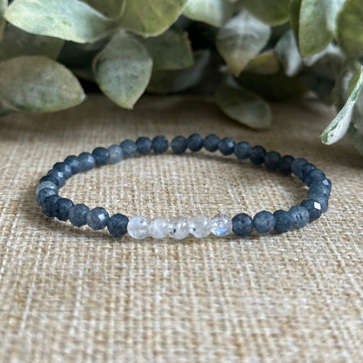 moonstone sapphire bracelet 4mm delicate gemstone bracelet