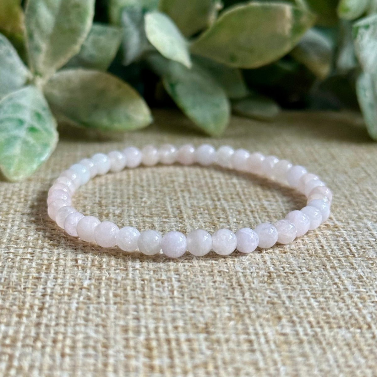 Tiny Morganite bracelet with natural 4mm pink Morganite gemstone beads