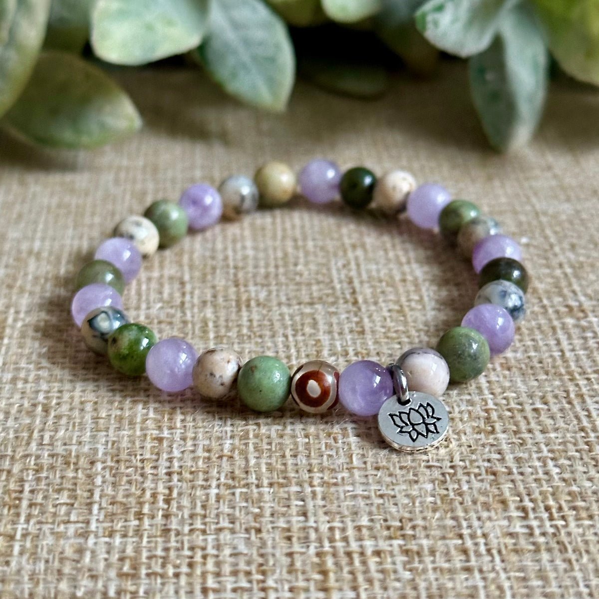 Dendritic opal chrysoprase bracelet for new beginnings and personal growth