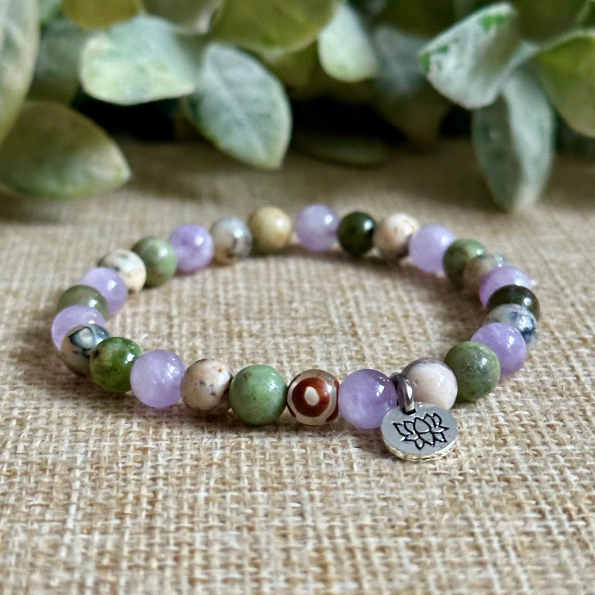 New Chapter crystal bracelet with dendritic opal and chrysoprase gemstones