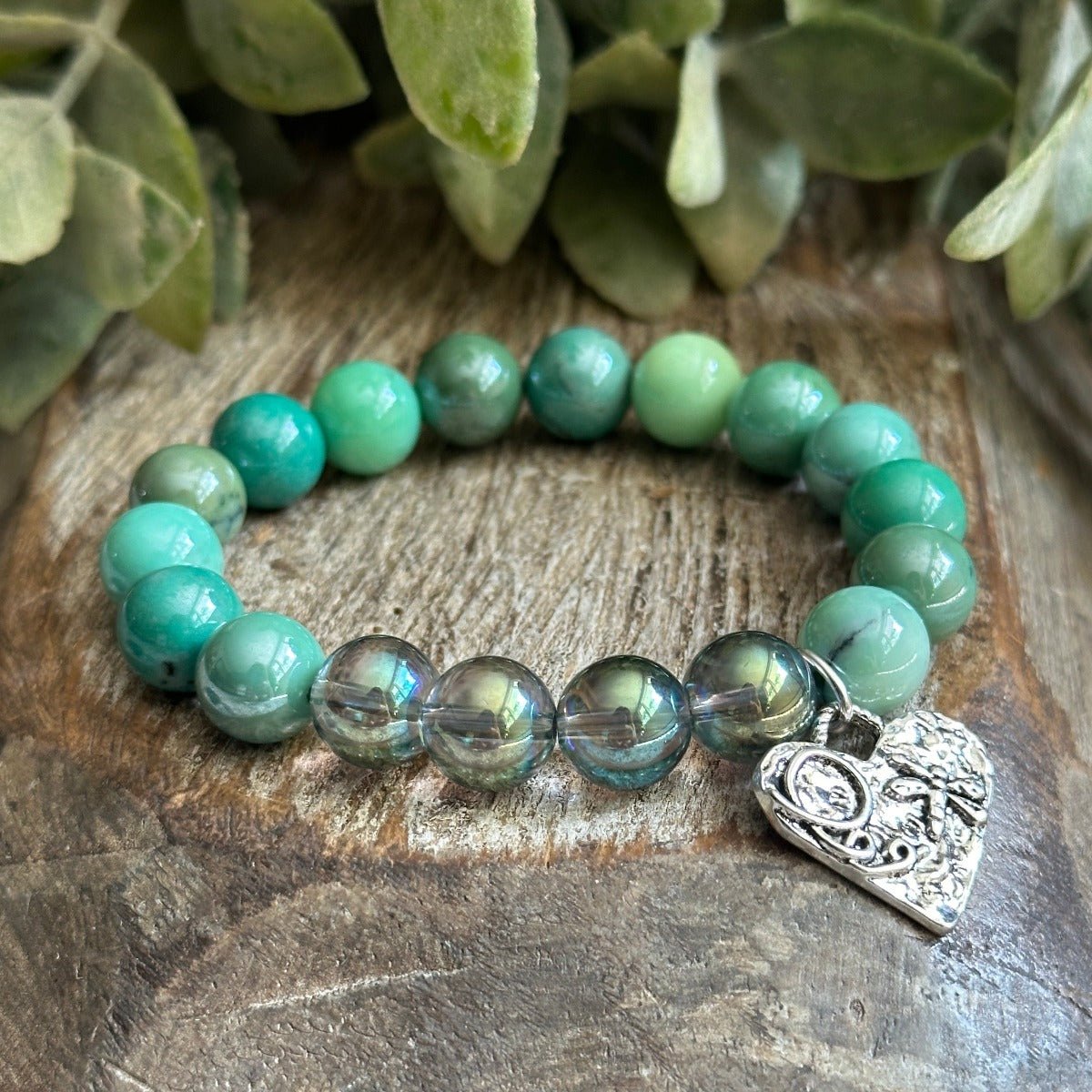 Chrysoprase Aura Quartz Gemstone Bracelet