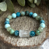 Blue Green Beaded Gemstone Bracelet for Men women