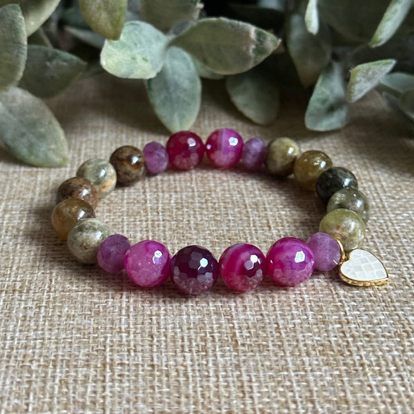 Garnet, Tourmaline and Agate bracelet for Love