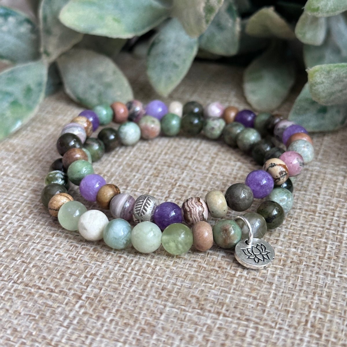 feather charm gemstone bracelet for spiritual guidance Jade Bracelet Set