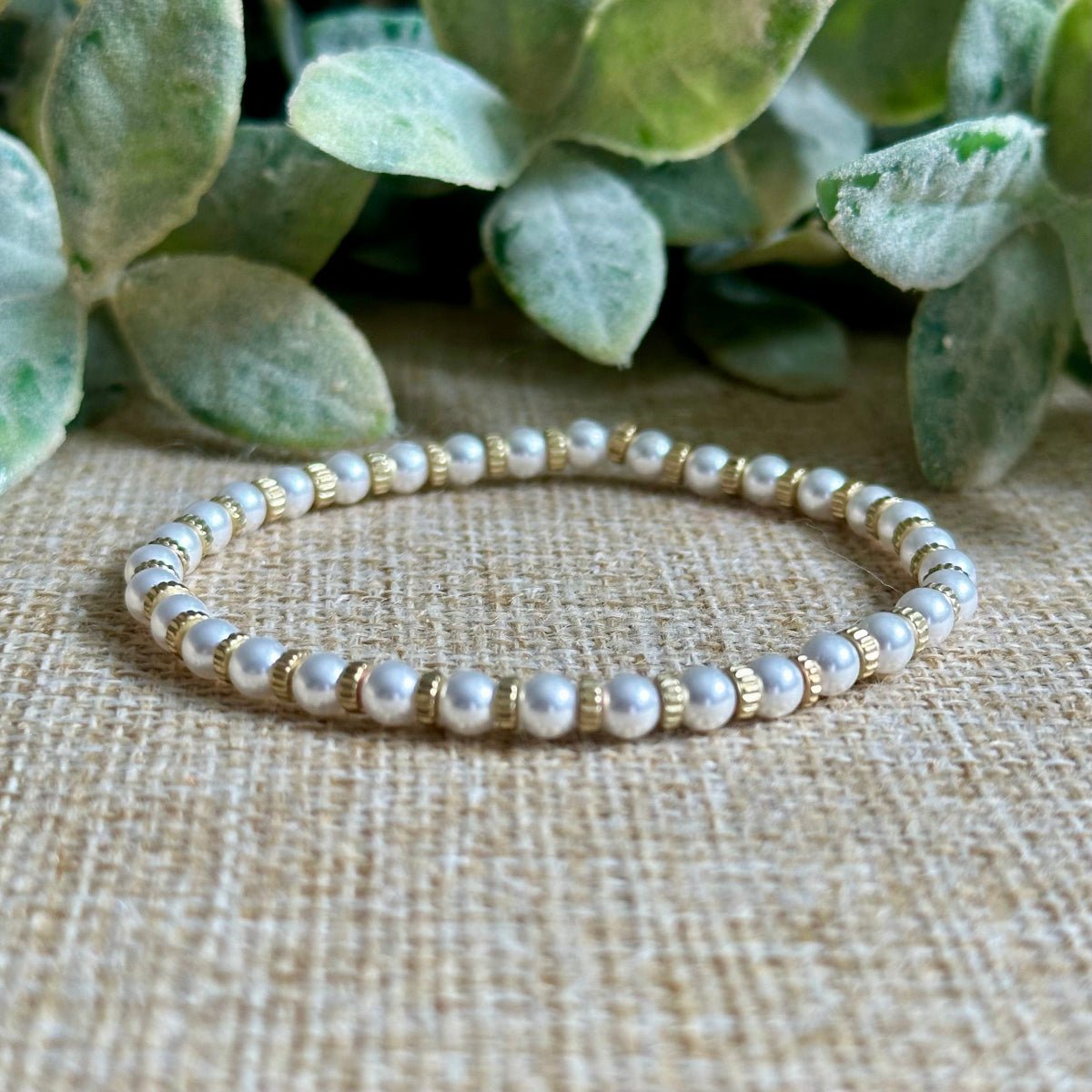 Tiny Pearl Bridal Bracelet with gold