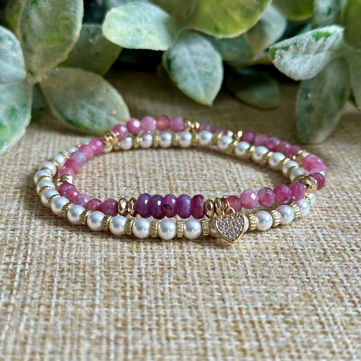 Pearl and Ruby bracelets