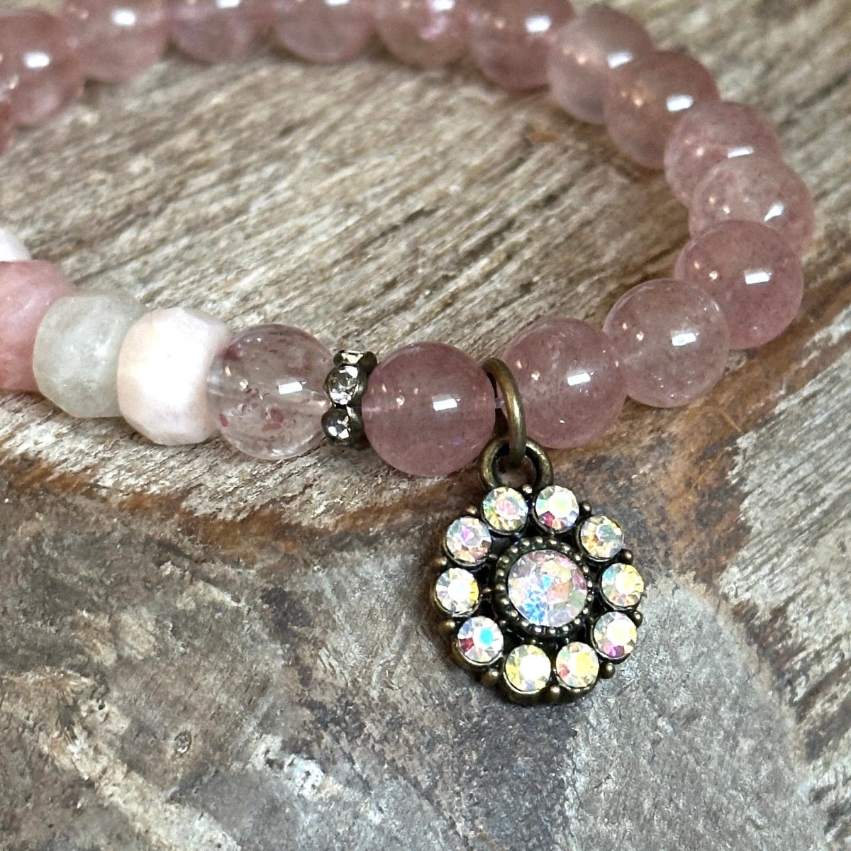 Pink Flamingo Gemstone Bracelet New Mother, Pregnancy Bracelet