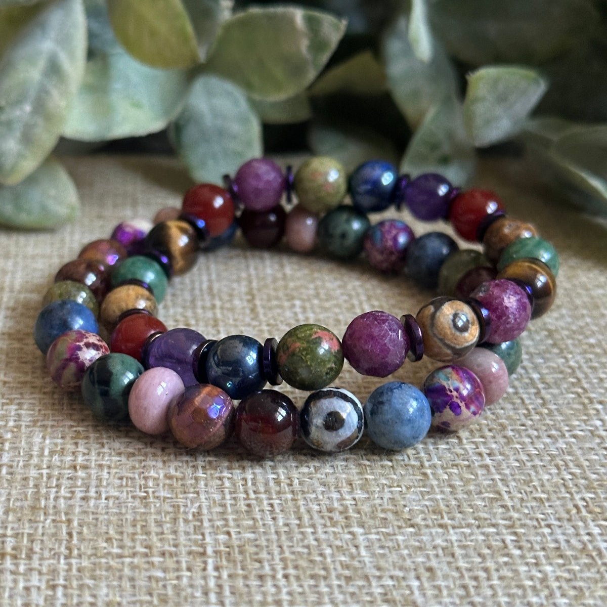 Chakra Staking Bracelet for power, roots, wings and joy