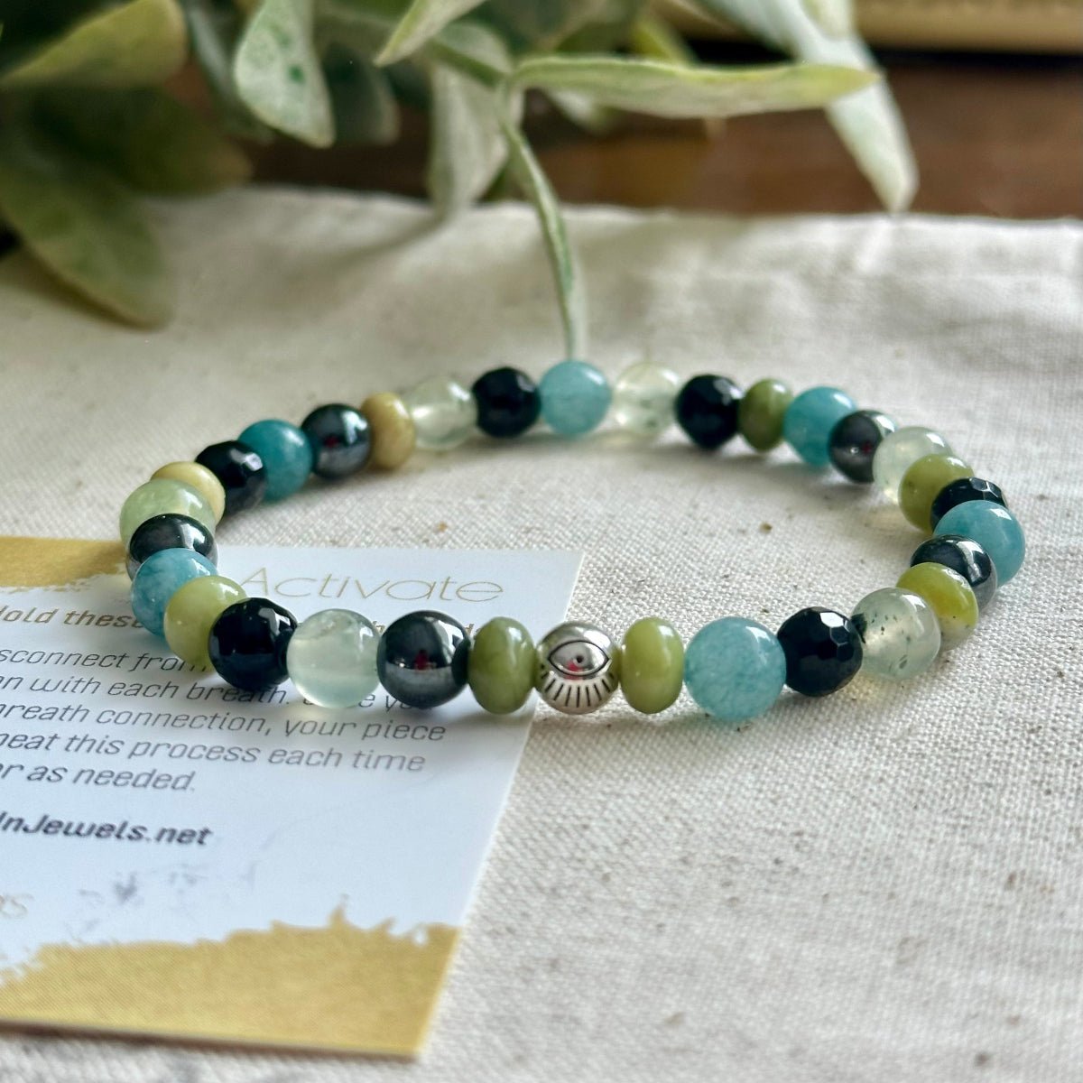 pregnancy protection bracelet aquamarine black tourmaline hematite