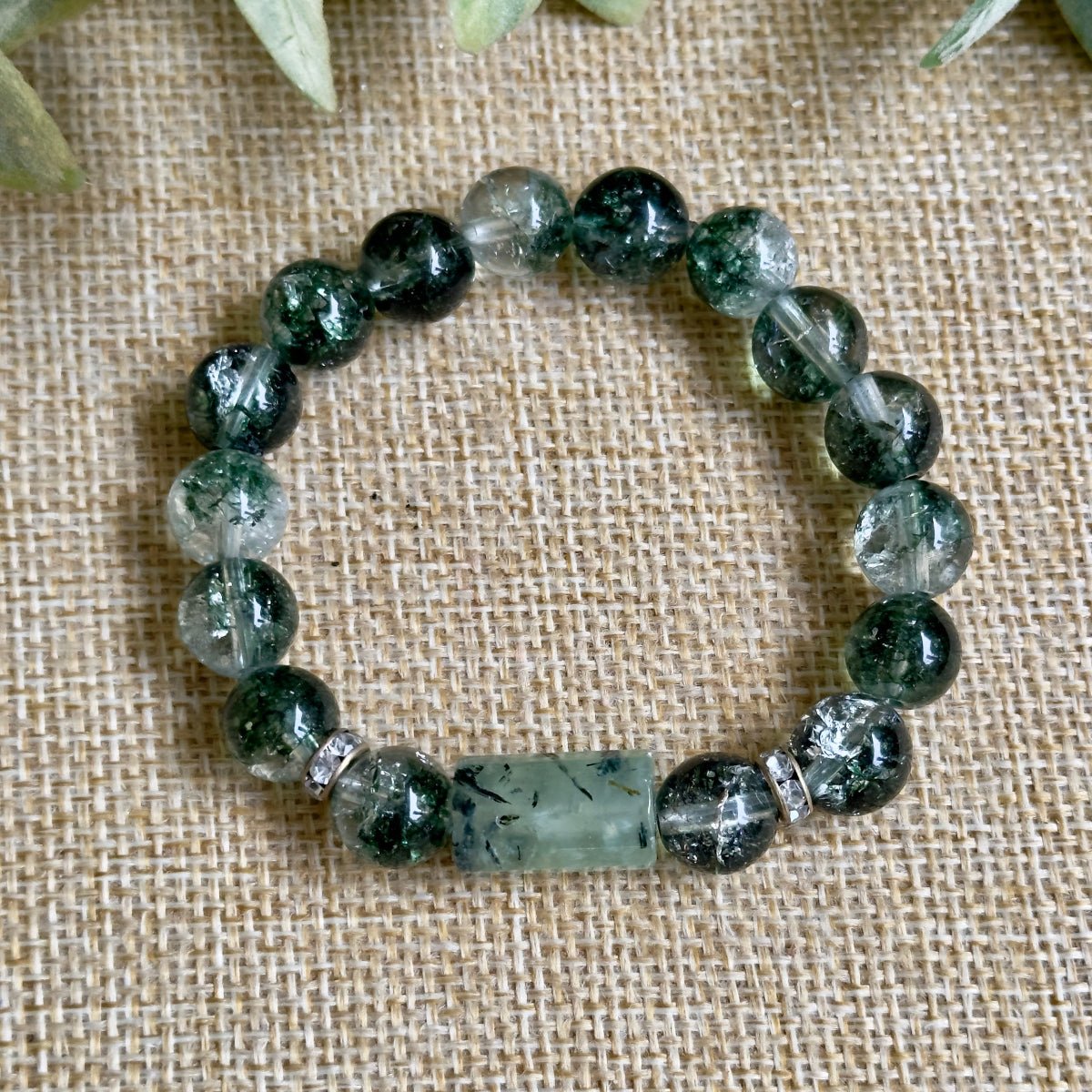 Prehnite and Phantom Quartz Chunky Beaded Bracelet
