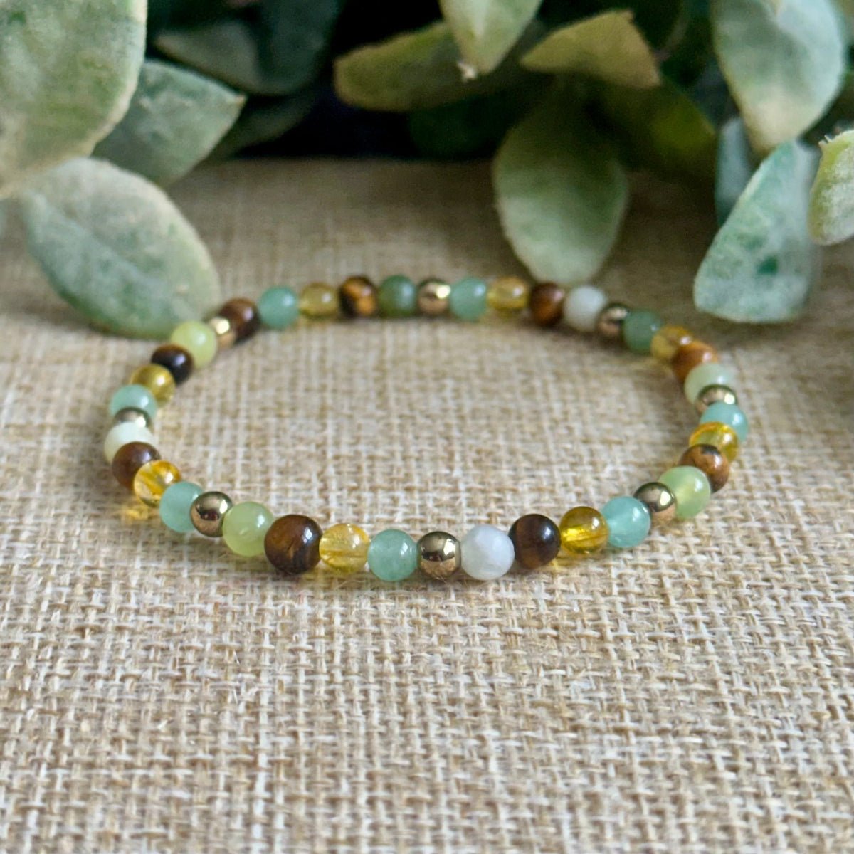 Abundance bracelet with aventurine jade and tigers eye