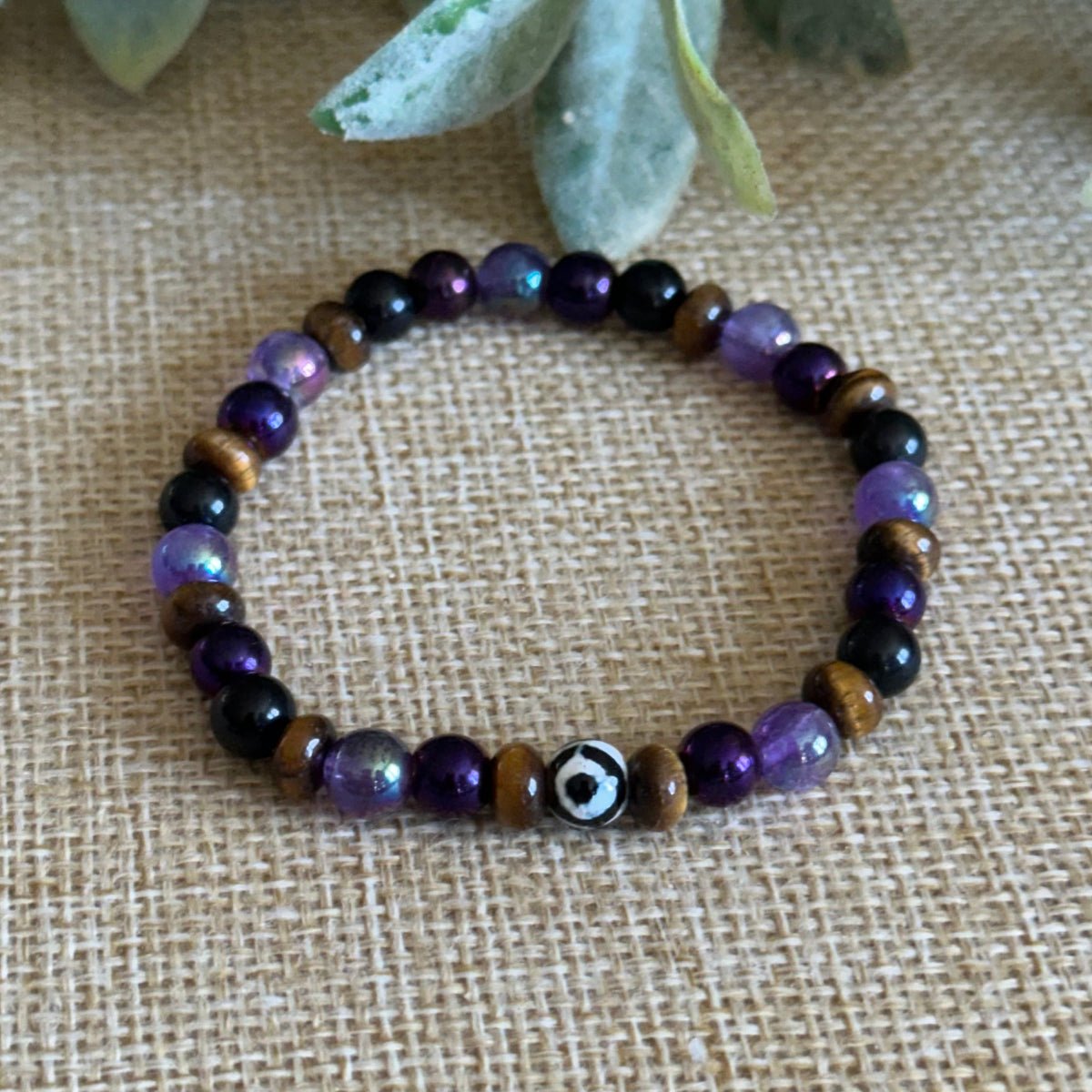 Purple protection crystal bracelet for grounding calm and emotional balance

