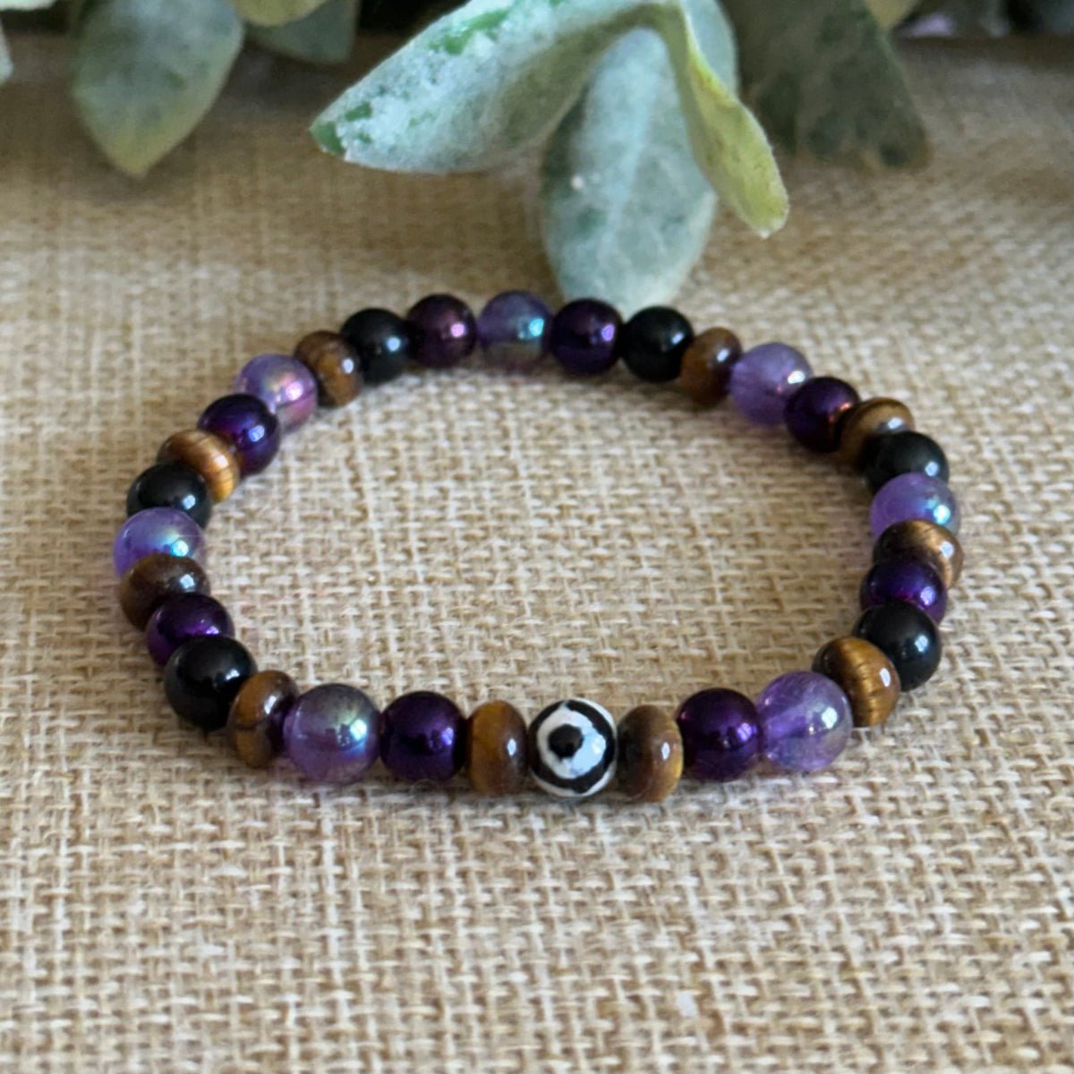 Crown chakra protection bracelet promoting peace clarity and gentle boundaries. Men's Bracelet, Unisex Bracelet