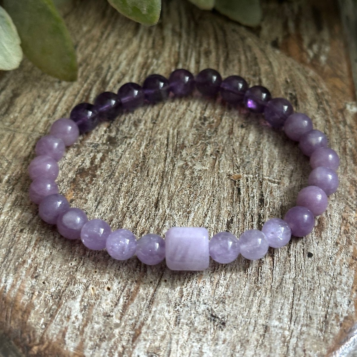 Amethyst and Lepidolite Bracelet for Calmness, Addictions, Sleep