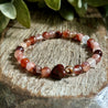 Red Jasper Heart and Quartz Beaded Gemstone Bracelet. Courage