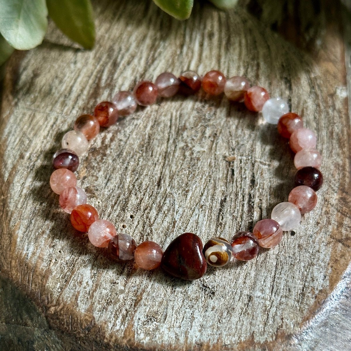 Red Jasper and Fire Quartz Bracelet Gemstone for Energy