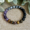 Rock Steady Energy Bracelet with Silver Sheen Obsidian and DZI Agate