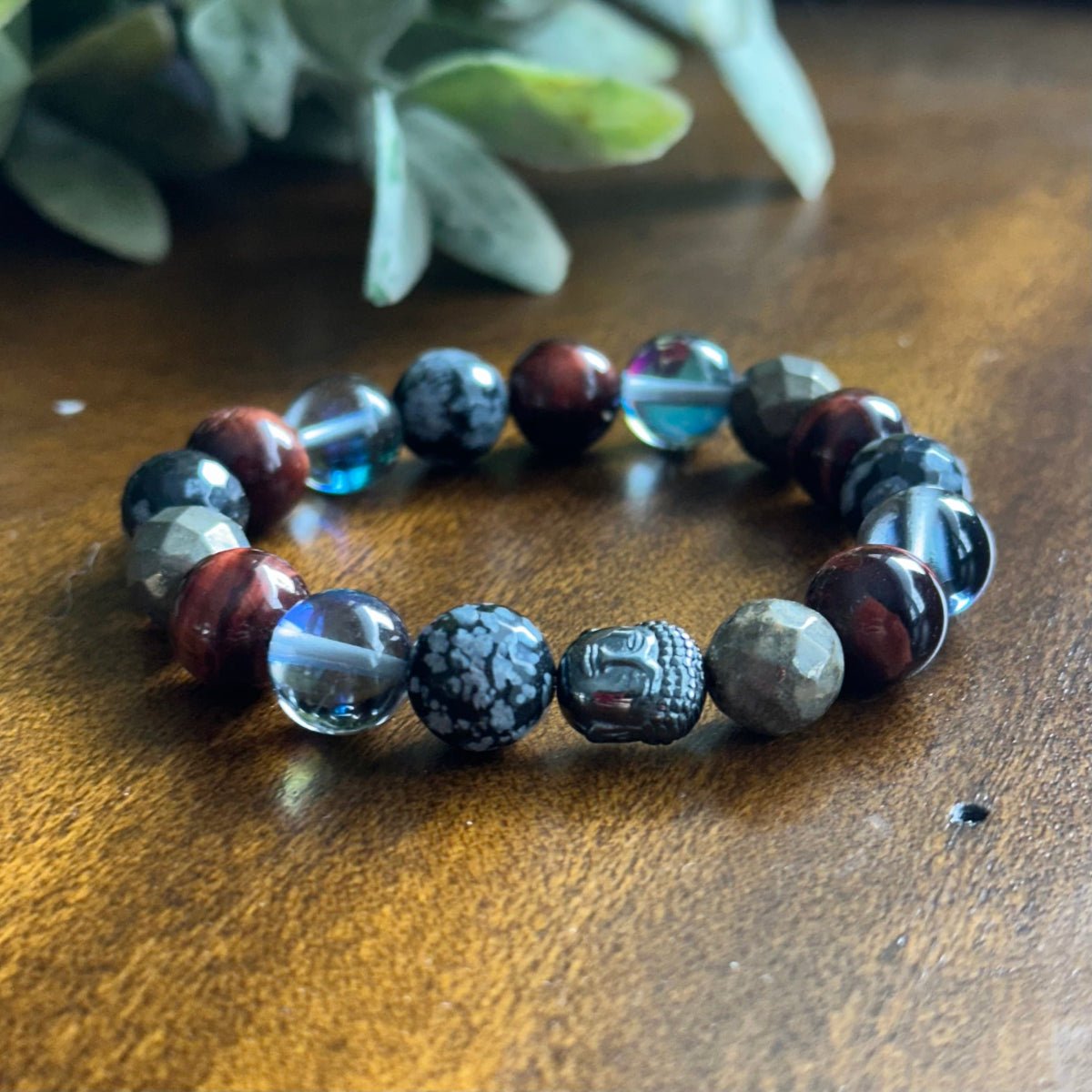 Root Chakra PRotection Bracelet with Hematite Buddha