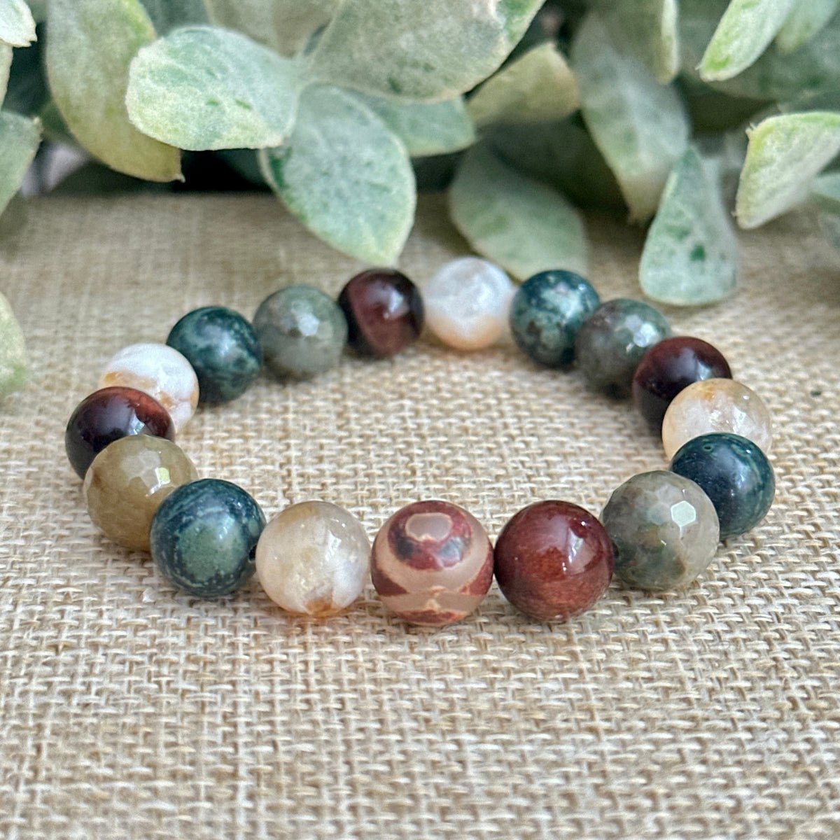 Chunky Crystal Bracelet with Kambaba Jasper and Tiger’s Eye