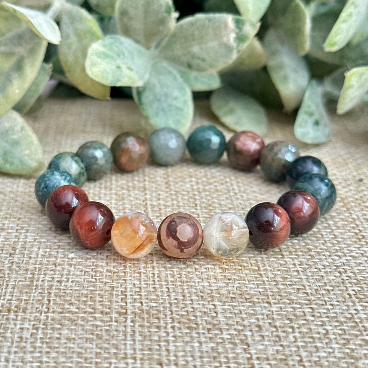 Roots Bracelet in Mosaic Style with Citrine and Jasper Stones