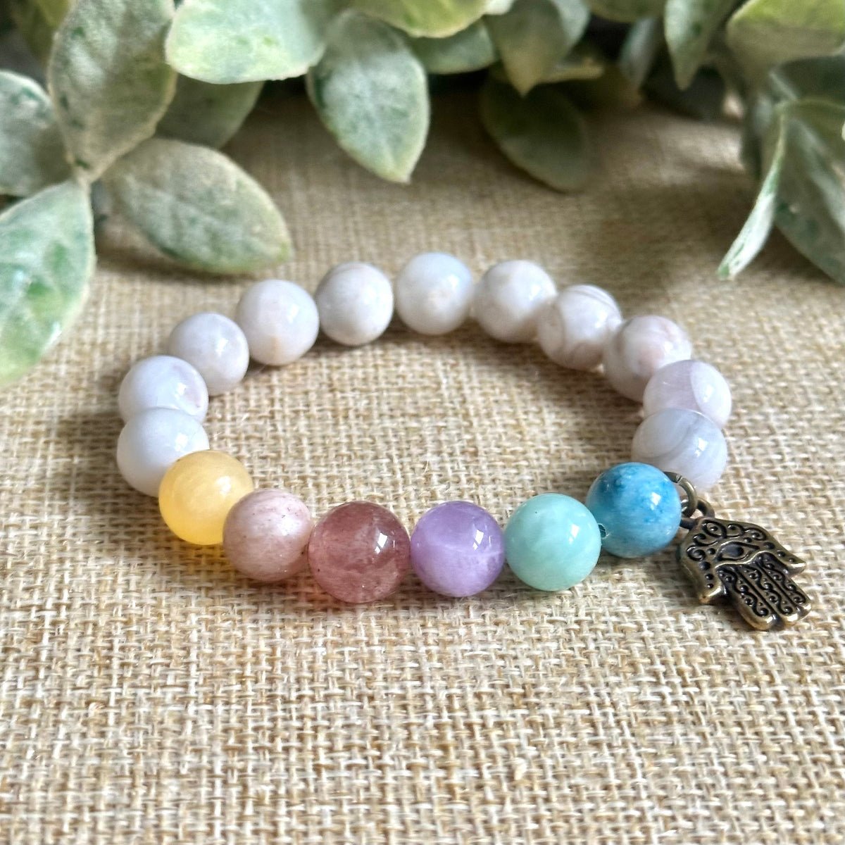 7 Chakra Crystal Bracelet with Soft Color Stones
Healing Energy Bracelet with Jadeite and Larimar