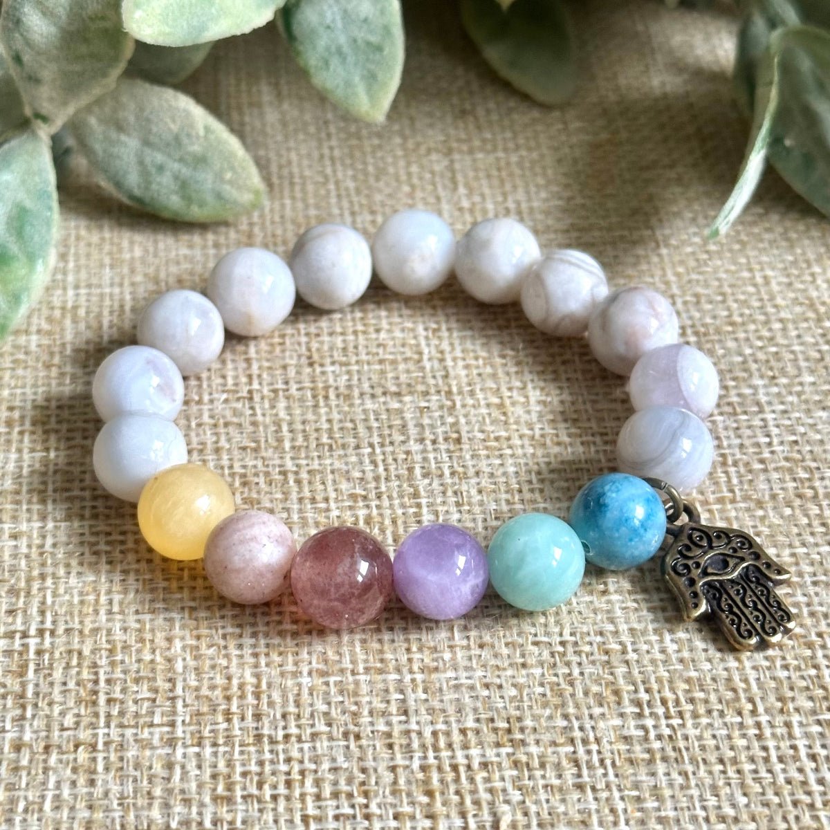Chakra Bracelet with Bronze Hamsa Charm
Gemstone Chakra Bracelet for Balance and Calm