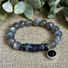 Bold Larvikite and Hematite Chunky Stone Bracelet for Balance and Protection