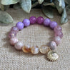 10mm gemstone bracelet with optional gold sun and evil eye charm for positive energy, protection, emotional balance, and radiant healing