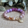 Solar Bloom bracelet with Citrine, Mystic Sunstone, Mystic Strawberry Quartz, Lavender Jade, and bright Pink Agate for joy, confidence, and love energy