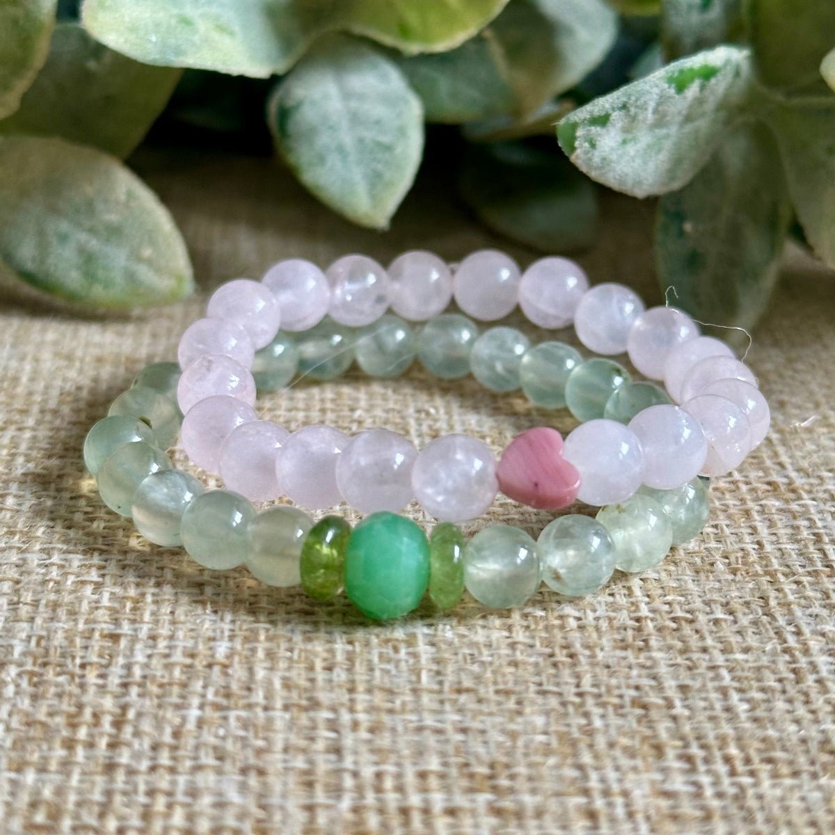 Pink and Green Heart Chakra Children's Bracelets