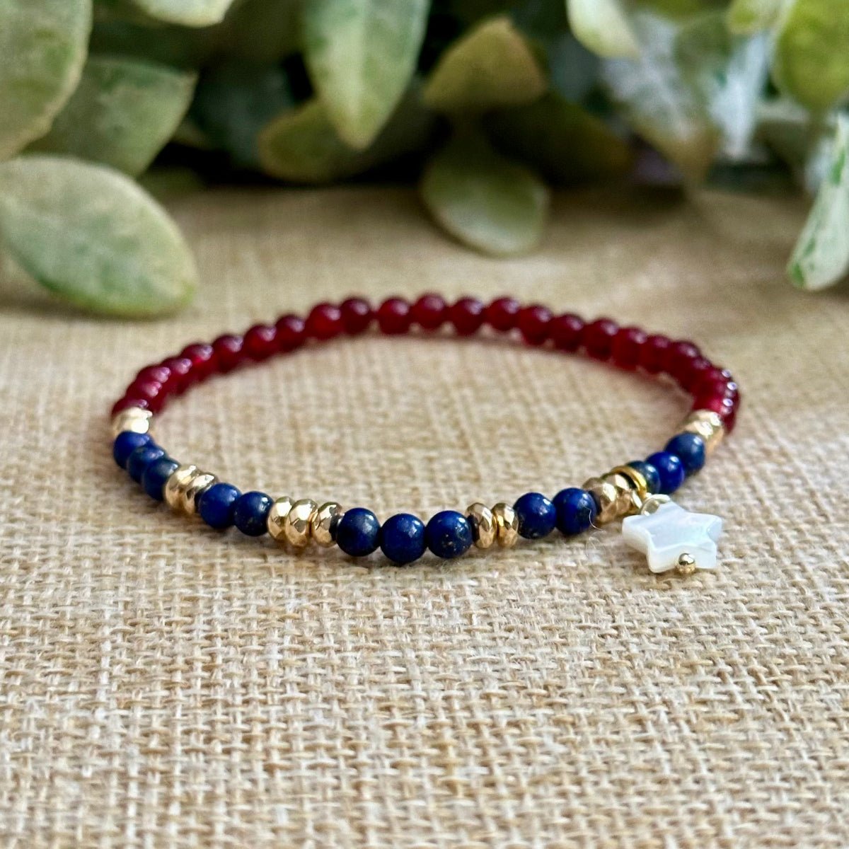 Red, White & BLue Crystal Bracelet. American Flag Bracelet
