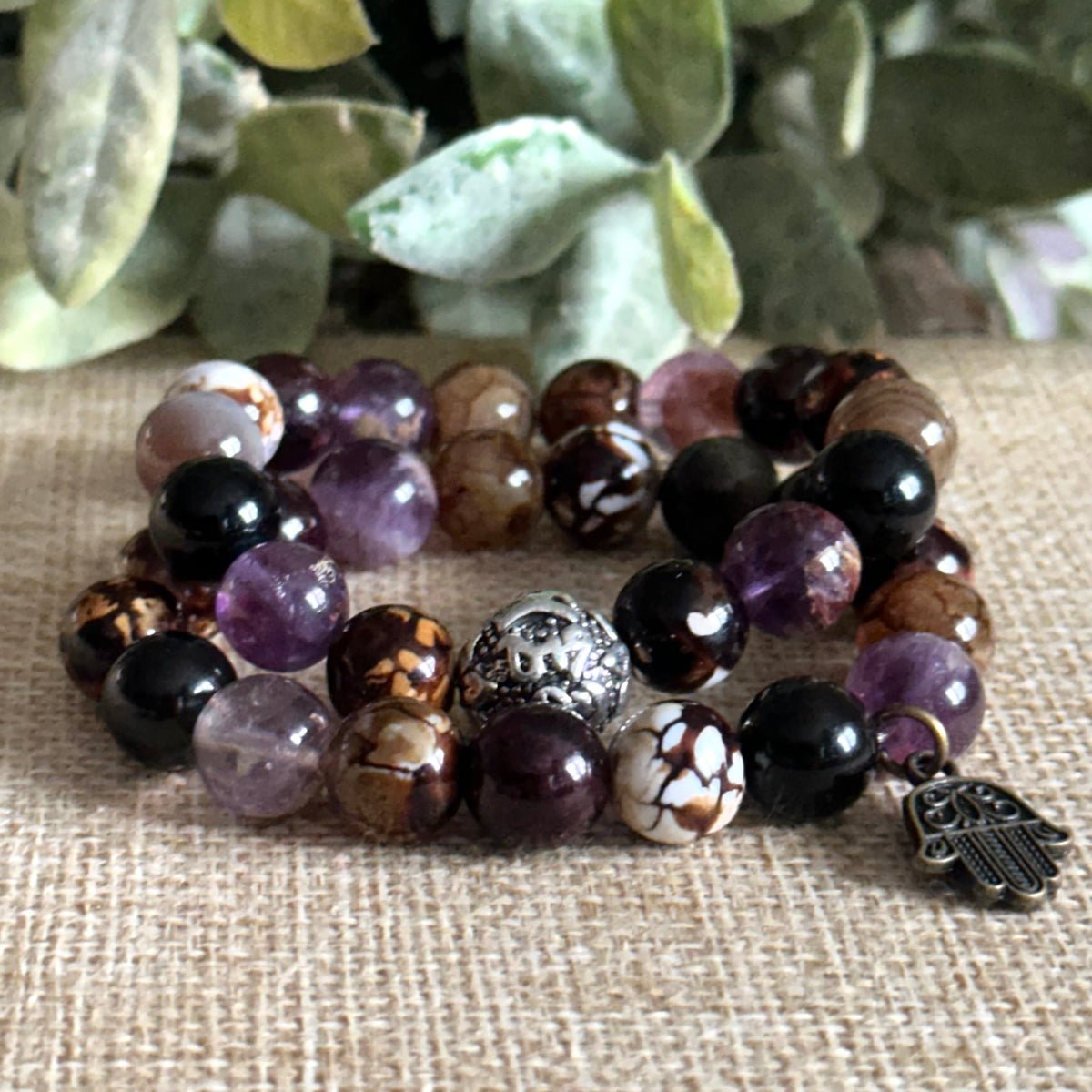 Still & Steady bracelet shown with optional charm for protection and intention Crystal Bracelet for Men and Women