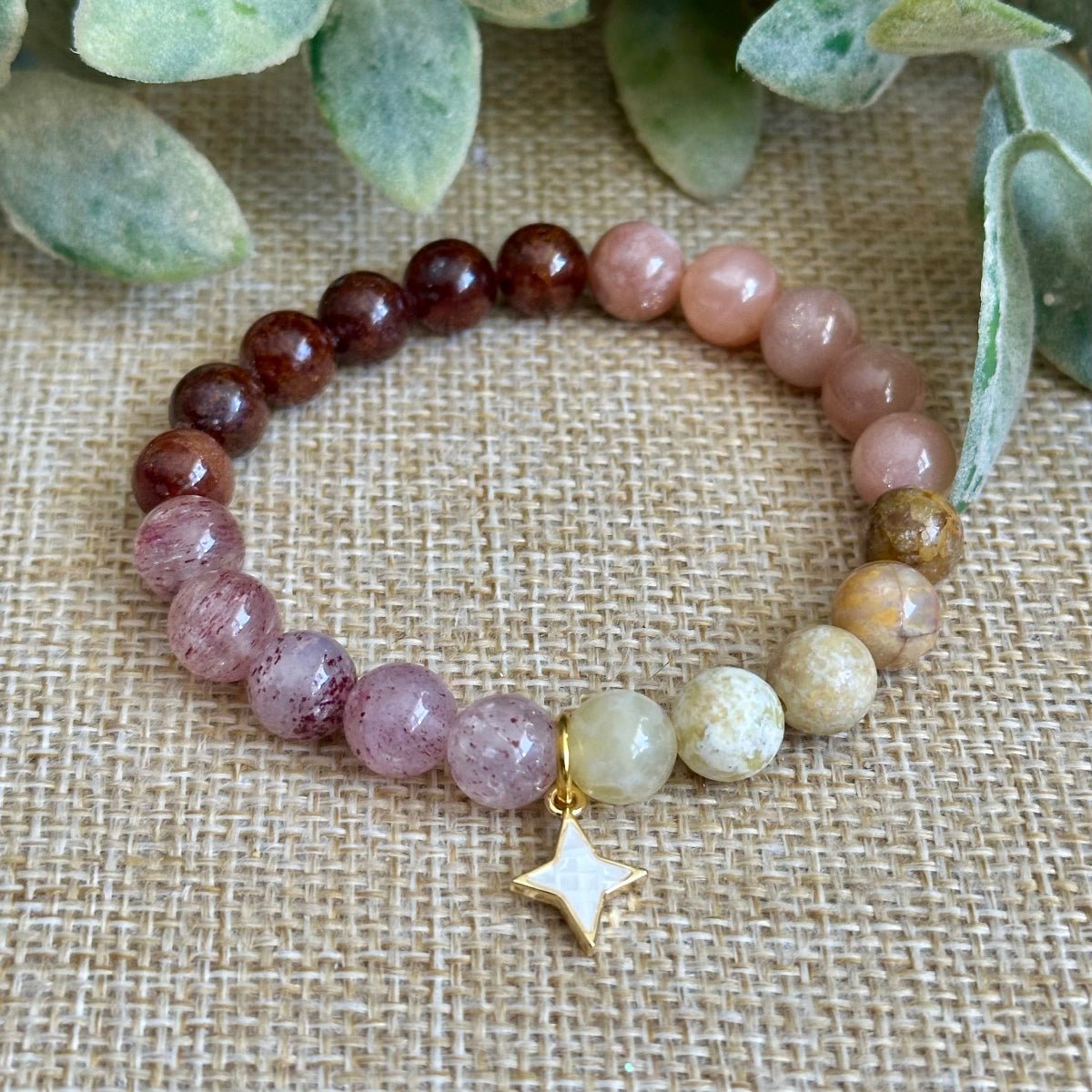 north star charm self development jewelry
handmade passion and purpose beaded bracelet