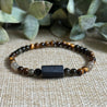 4mm Raw Black Tourmaline Mini Protection Bracelet. Stone Beaded Protection Bracelet for Men