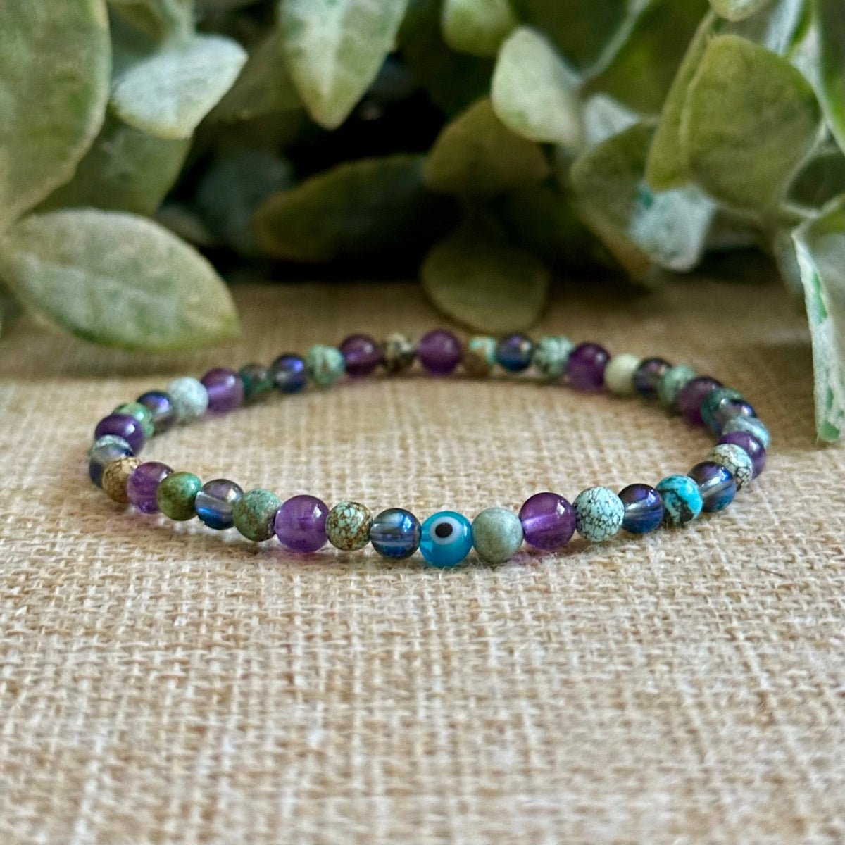 Healing Crystal Friendship bracelet, Turquoise Bracelet, Amethyst Bracelet