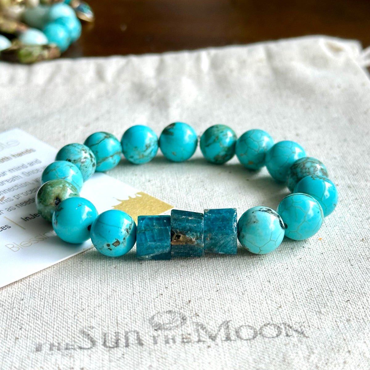 
turquoise apatite chunky bracelet