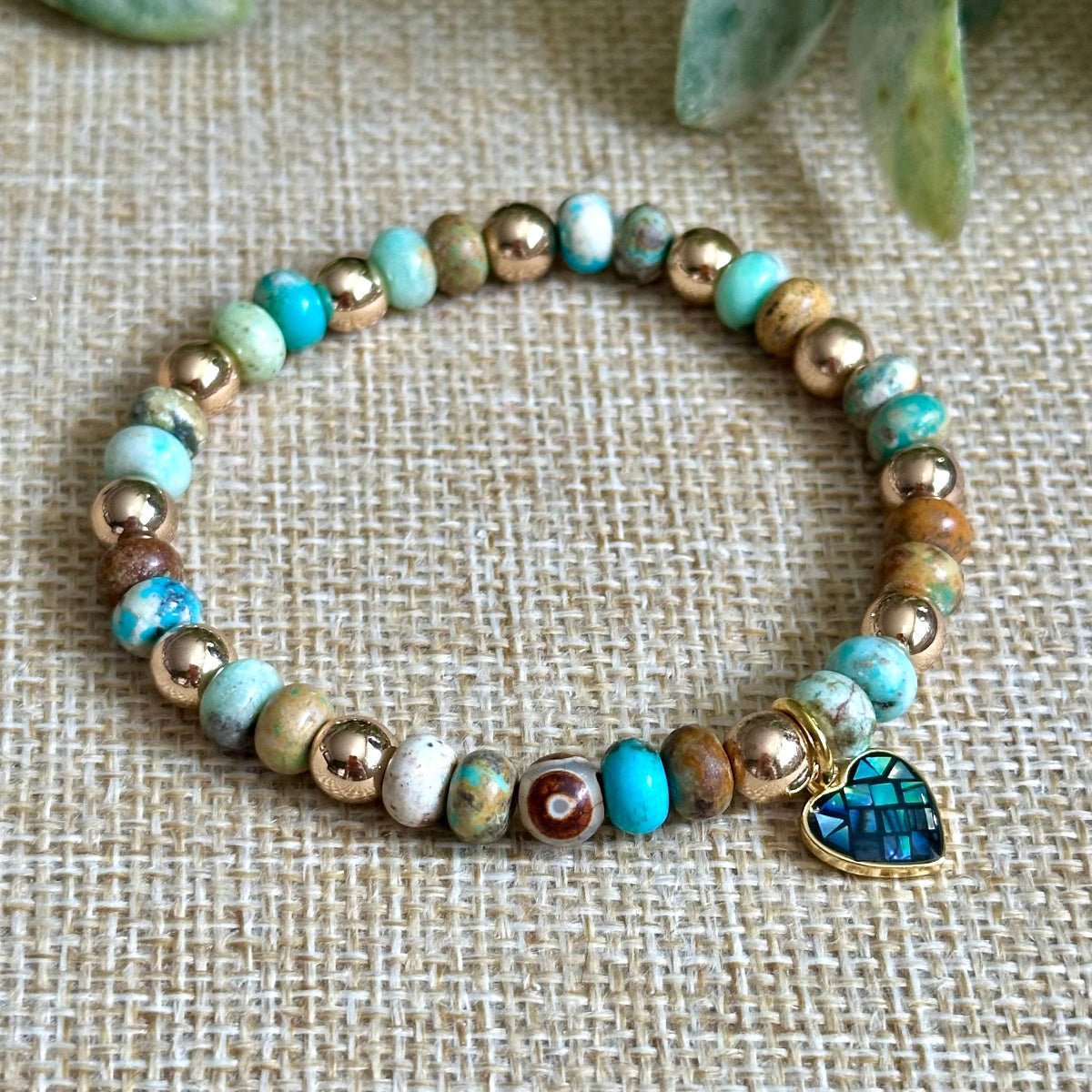 turquoise bracelet with dzi evil eye agate protection bracelet