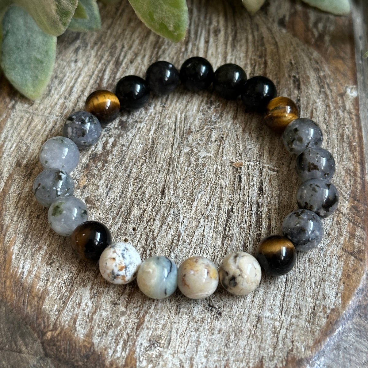 Upping My Game bracelet with gemstones for courage and clarity