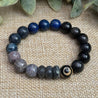 Third Eye Chakra Visionary Chunky Crystal Bracelet with Evil Eye