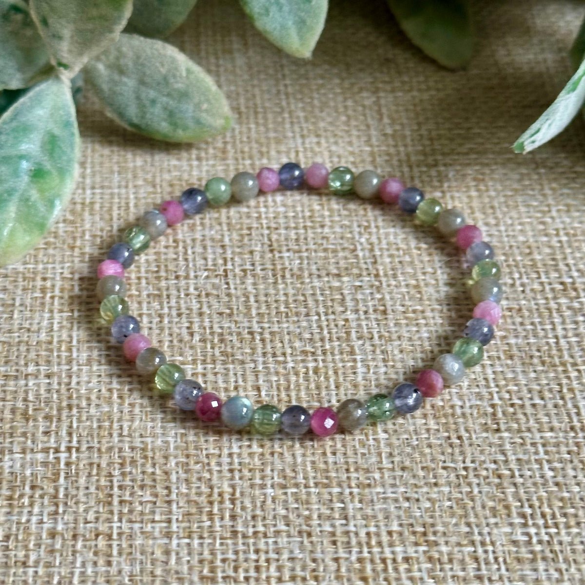 delicate 4mm crystal bracelet for boundaries and emotional healing
iolite labradorite bracelet for clarity transformation and insight