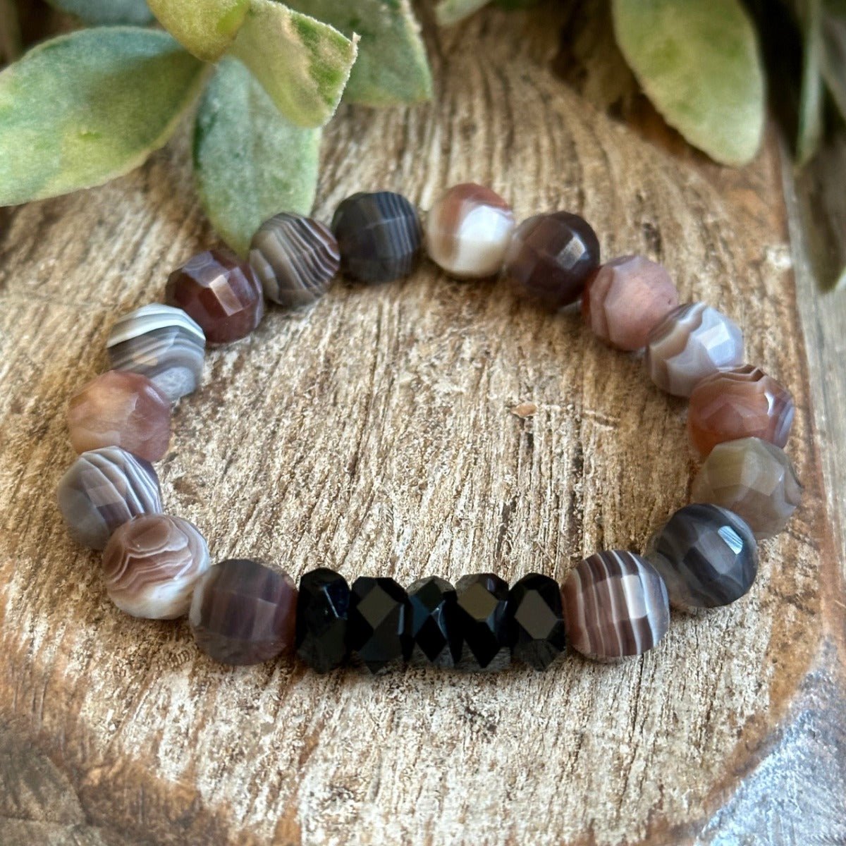 Botswana Agate Bracelet for Grief, Healing and Strength. Men and Women