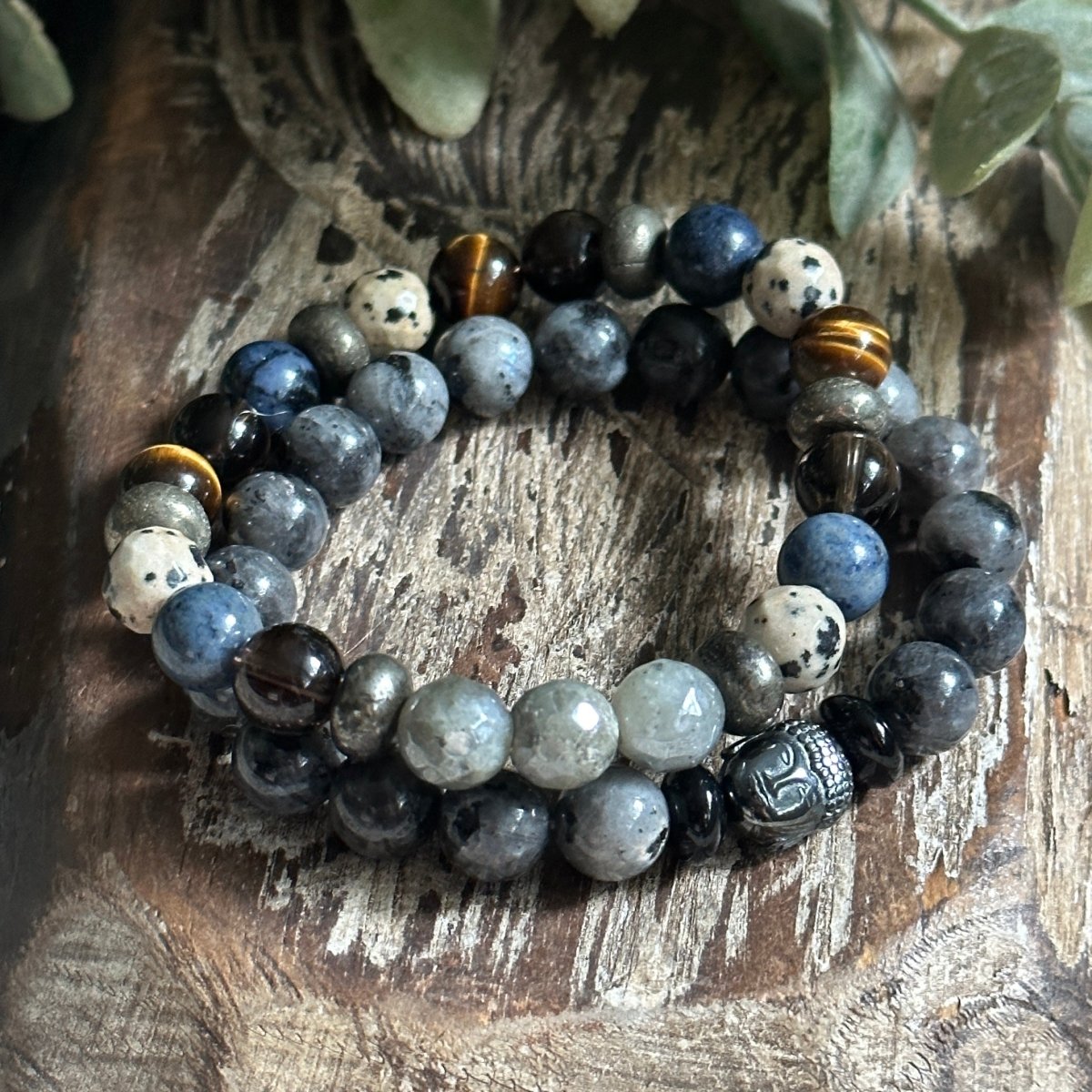 Men and Guys stack beaded gemstone bracelets