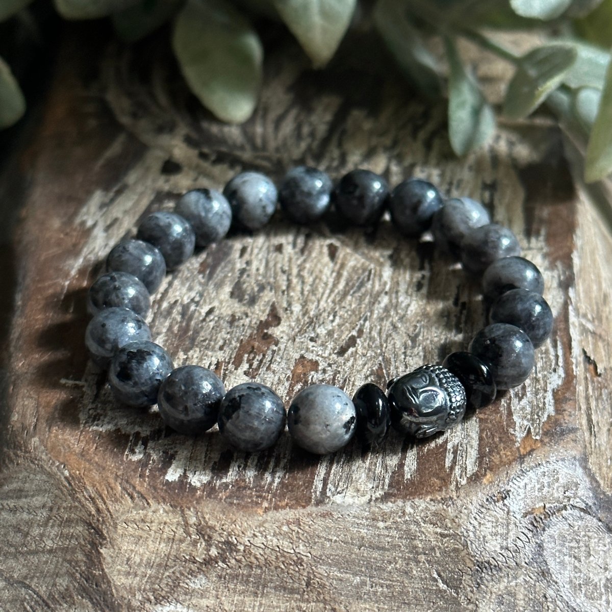 Gemstone Larvikite Beaded Bracelet for Guys and Men